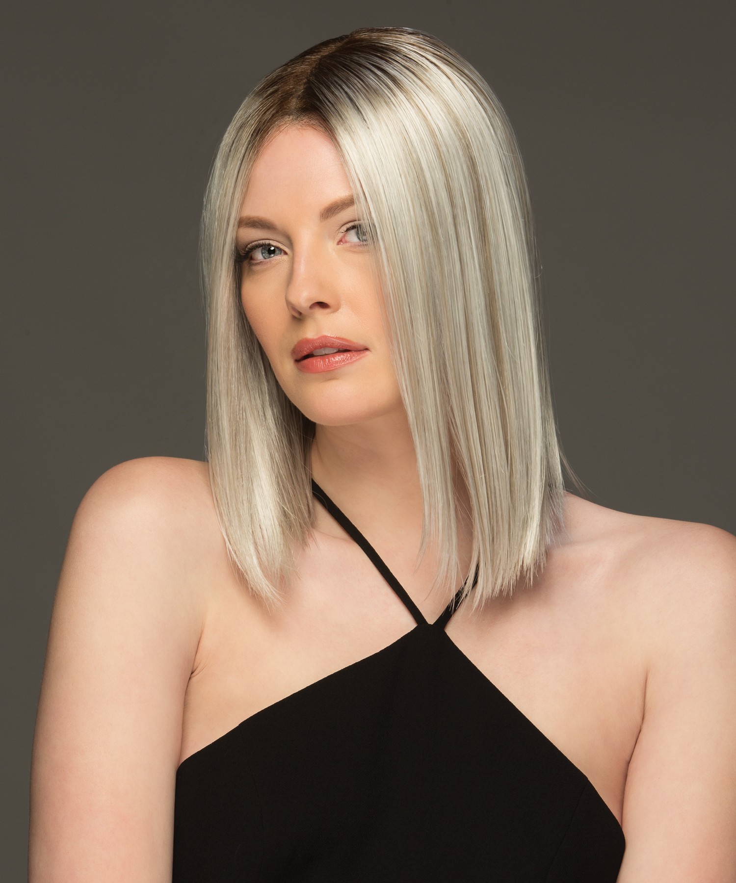 Sutton_Front, High Society Collection by Estetica Wigs, Color shown is  SILVERSUNRT8